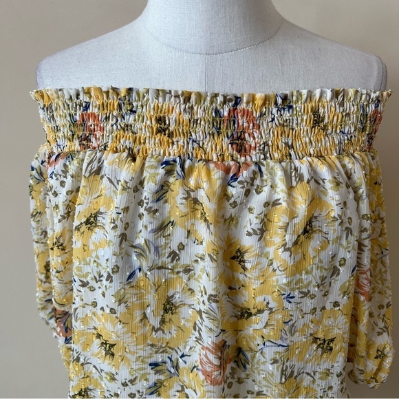 Joie floral printed flocked dot chiffon top 578 - Picture 3 of 9